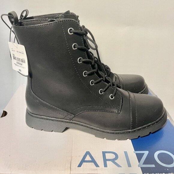 Womens Arizona Jean AZ Queen Combat Black Boots Sz 9 Memory Foam - Picture 1 of 8